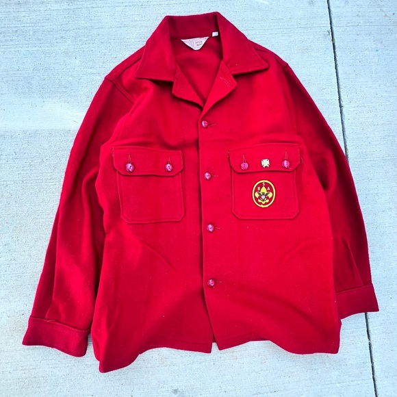 Vintage 1960s–70s Boy Scouts of America Wool BSA Official Red Jacket Size 42 - Picture 1 of 8